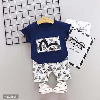 White Polycotton Printed Kids Clothing Set-thumb0