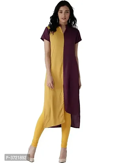 Stylish Multicoloured Solid Crepe Straight Kurti-thumb0