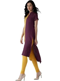 Stylish Multicoloured Solid Crepe Straight Kurti-thumb1