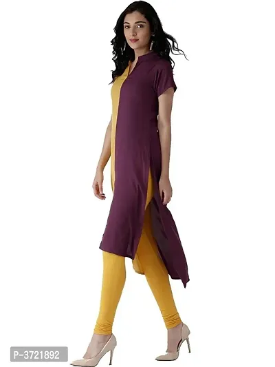 Stylish Multicoloured Solid Crepe Straight Kurti-thumb2