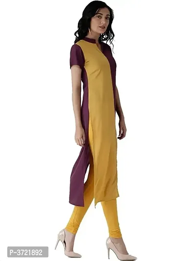 Stylish Multicoloured Solid Crepe Straight Kurti-thumb3