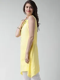 Elegant Yellow Solid Crepe A-line Kurti-thumb2