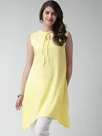 Elegant Yellow Solid Crepe A-line Kurti-thumb1