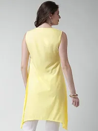 Elegant Yellow Solid Crepe A-line Kurti-thumb3