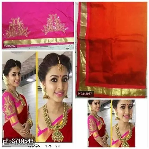 Chanderi Cotton Sarees With Embroidered Blouse Piece