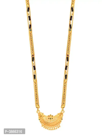 Women's Golden plated Beautiful Long Mangalsutra with Small Earring-thumb0