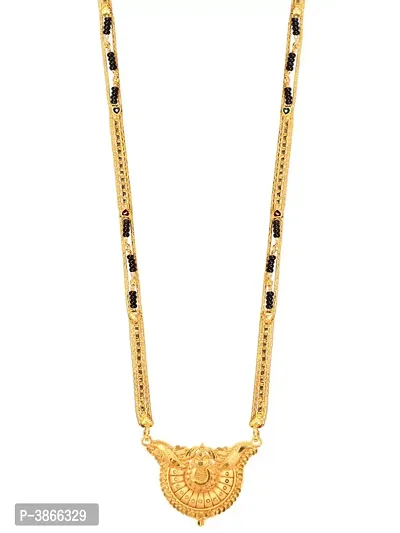 Women's Golden plated Beautiful Long Mangalsutra with Small Earring