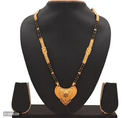 Women's Golden plated Beautiful Long Mangalsutra with Small Earring-thumb0