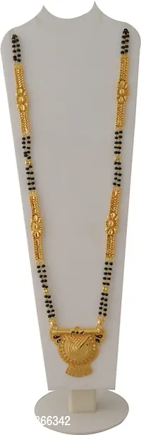 Women's Golden plated Beautiful Long Mangalsutra with Small Earring-thumb0