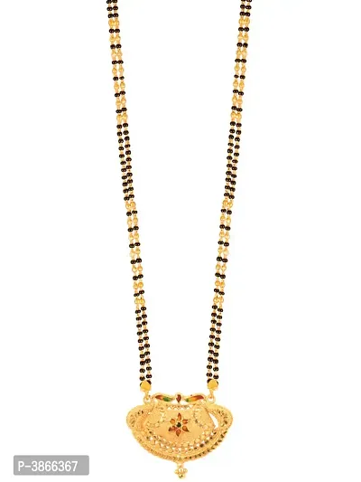 Women's Golden plated Beautiful Long Mangalsutra with Small Earring-thumb0