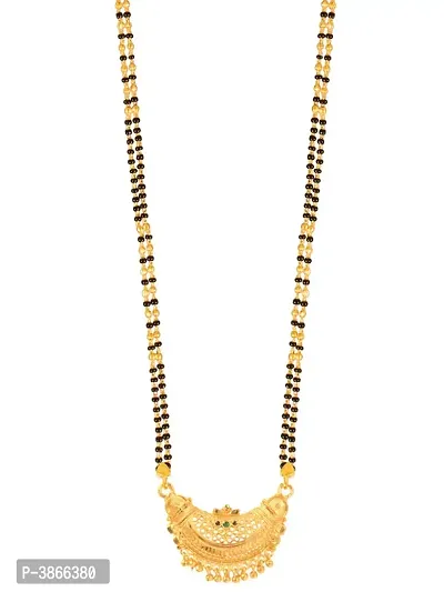 Women's Golden plated Beautiful Long Mangalsutra with Small Earring