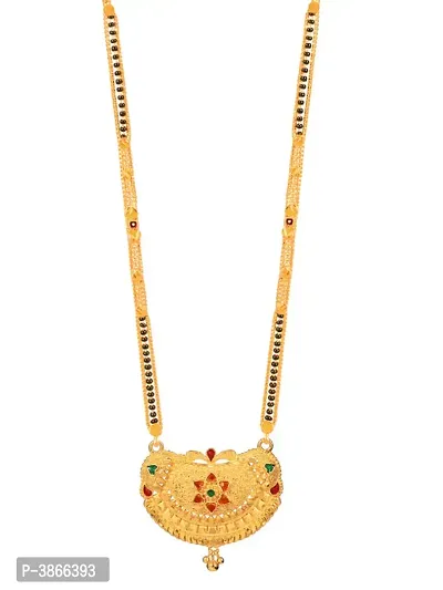 Women's Golden plated Beautiful Long Mangalsutra with Small Earring