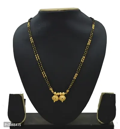 Women's Golden plated Beautiful Long Mangalsutra with Small Earring