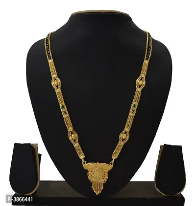 Women's Golden plated Beautiful Long Mangalsutra with Small Earring