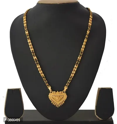 Women's Golden plated Beautiful Long Mangalsutra with Small Earring