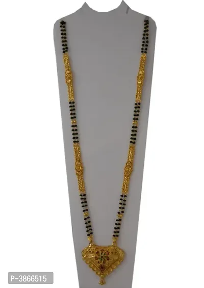 Women's Golden plated Beautiful Long Mangalsutra with Small Earring-thumb0