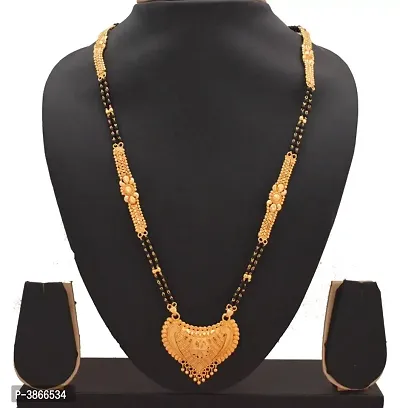 Women's Golden plated Beautiful Long Mangalsutra with Small Earring