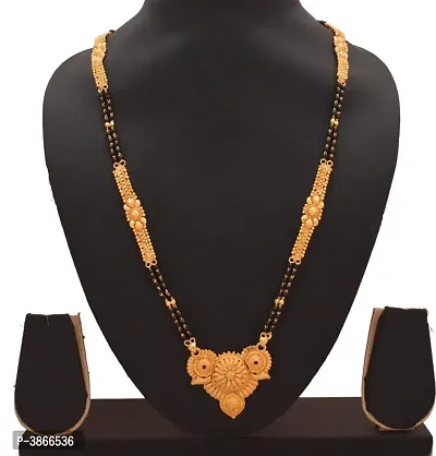 Women's Golden plated Beautiful Long Mangalsutra with Small Earring