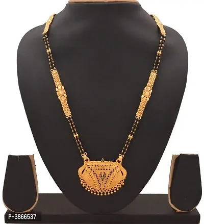 Women's Golden plated Beautiful Long Mangalsutra with Small Earring