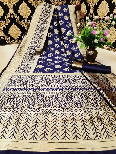 Banarasi Silk Woven Design Sarees With Blouse Piece