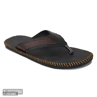 Men's Stylish Brown Synthetic Leather Casual Slipper-thumb0
