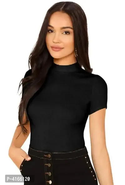 Trendy Black Cotton Blend Solid Top For Women-thumb0