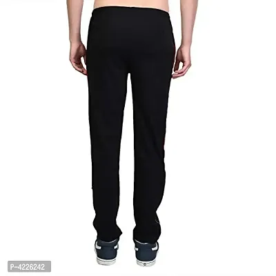 Men's Black Cotton Solid Regular Fit Track Pant-thumb2