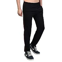 Men's Black Cotton Solid Regular Fit Track Pant-thumb2