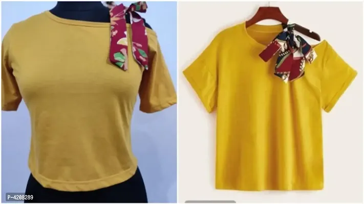 RWT-001T Mustard Tees With Shoulder Contrast Scarf Streps (1)-thumb0