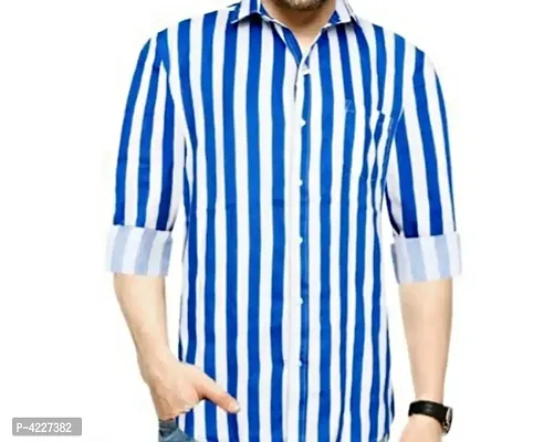 Men's Multicoloured Cotton Striped Long Sleeves Casual Shirt