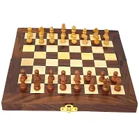 Collectible Folding Wooden Chess Game Board Set 10 inches with Magnetic Crafted Pieces-thumb1