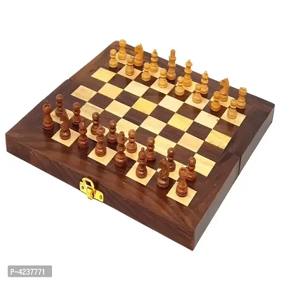 Collectible Folding Wooden Chess Game Board Set 10 inches with Magnetic Crafted Pieces-thumb3