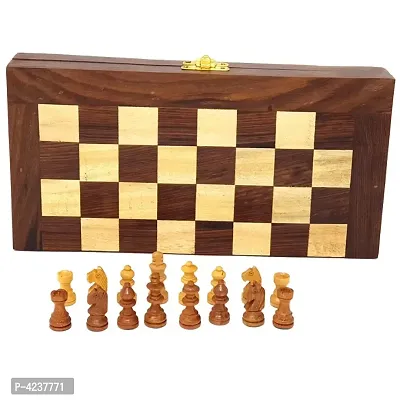 Collectible Folding Wooden Chess Game Board Set 10 inches with Magnetic Crafted Pieces-thumb5