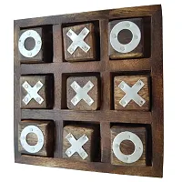 Noughts and Crosses Game Wood Tic Tac Toe Toy Game for Kids Adults-thumb1