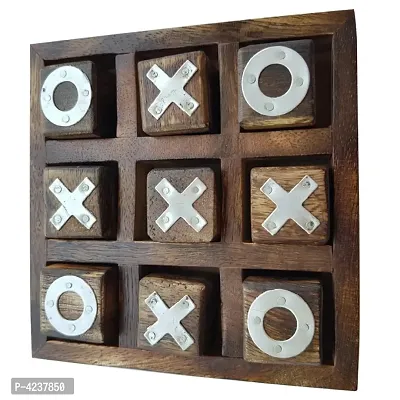Noughts and Crosses Game Wood Tic Tac Toe Toy Game for Kids Adults-thumb2