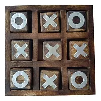 Noughts and Crosses Game Wood Tic Tac Toe Toy Game for Kids Adults-thumb2