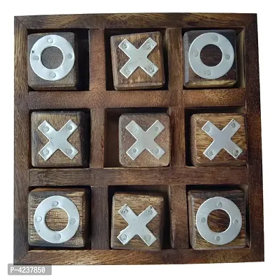 Noughts and Crosses Game Wood Tic Tac Toe Toy Game for Kids Adults-thumb3