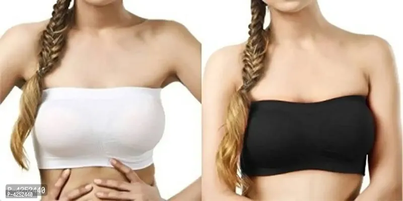 Women Bra Non Padded Tube Bra Off Shoulder Bra for Teenagers Strapless Bra(Pack  of 2)