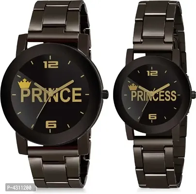 Stylish and Trendy Black Metal Strap Analog Watch for Couples-thumb0