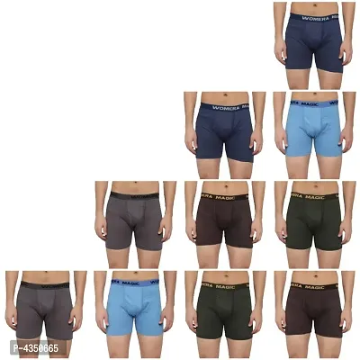 Men's Multicoloured Cotton Solid Basic Trunks (Pack Of 10)-thumb0