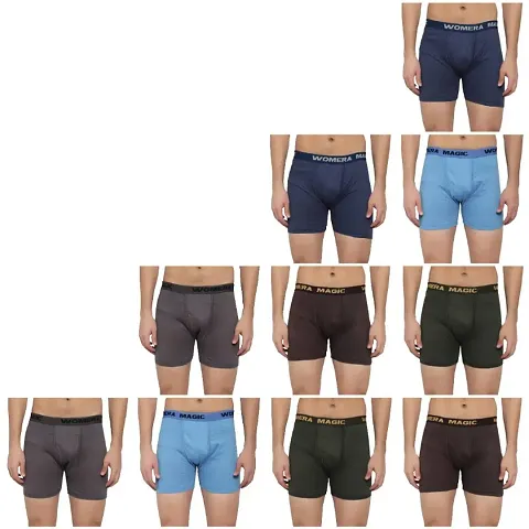 Men's Multicoloured Cotton Solid Basic Trunks (Pack Of 10)