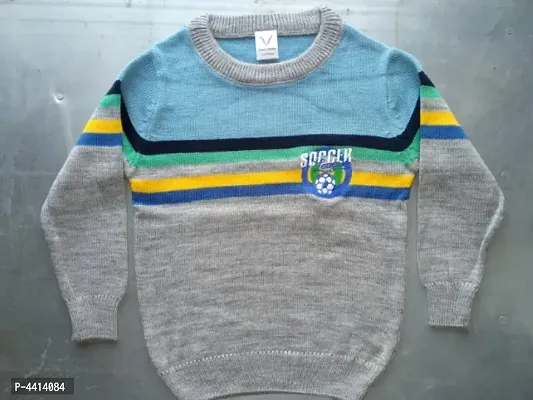 Boys Striper Soccer Embroidery Multicolour Sweater-thumb0