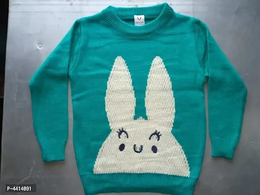 Acrylic Jacquard Embroidery Girls Sweater