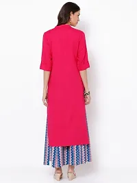 Stylish Pink Rayon Solid Kurti For Women-thumb1