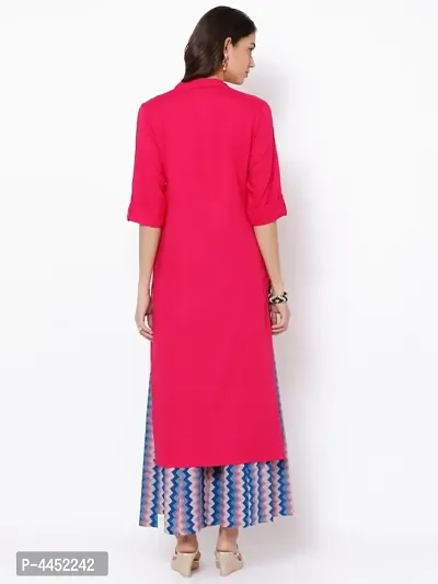 Stylish Pink Rayon Solid Kurti For Women-thumb2