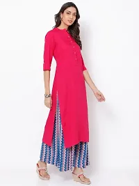 Stylish Pink Rayon Solid Kurti For Women-thumb2