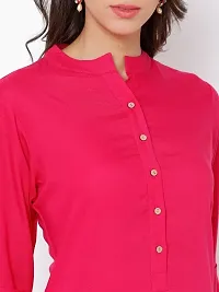 Stylish Pink Rayon Solid Kurti For Women-thumb3