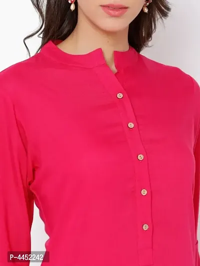 Stylish Pink Rayon Solid Kurti For Women-thumb4