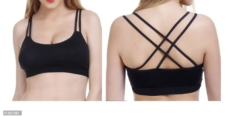 Fancy Sports Bra With Cross Back, For Gym/Yoga/Dance-thumb0