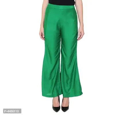 Attractive Green Rayon Solid Palazzo For Women